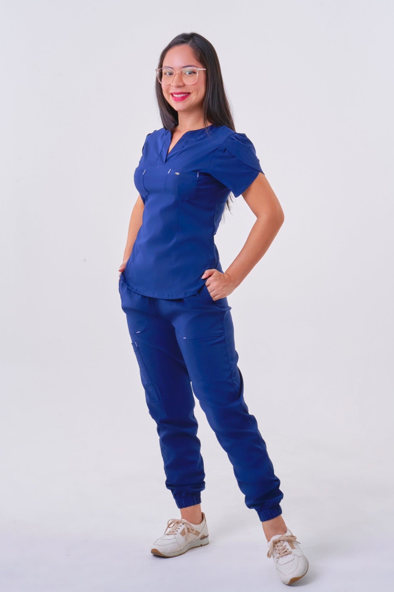 Uniforme Berenice Azul Navy - TELA LA FAYETTE STRETCH PREMIUM