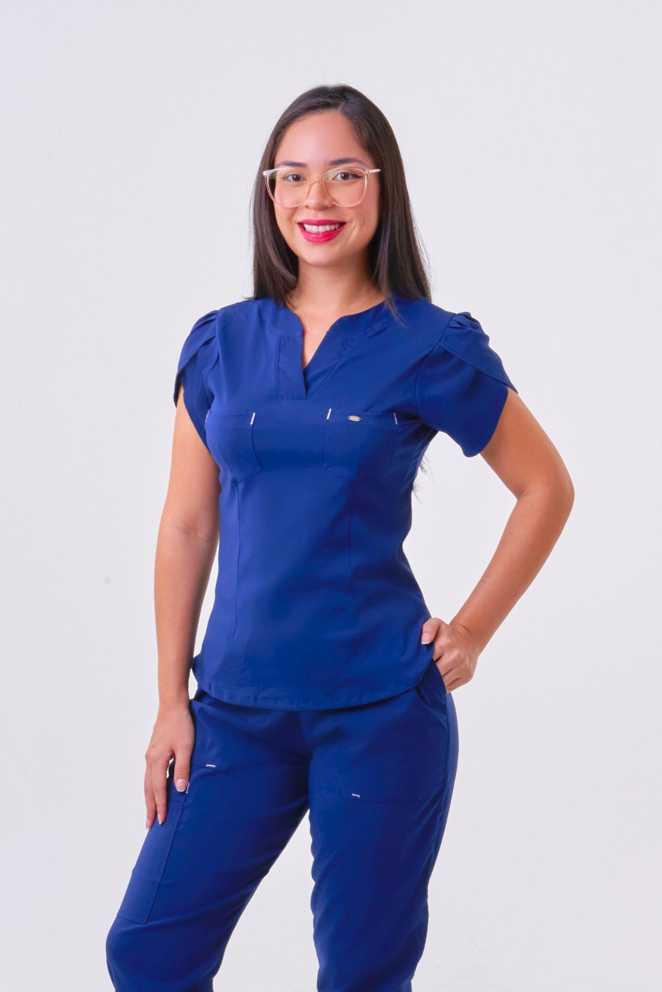Uniforme Berenice Azul Navy - TELA LA FAYETTE STRETCH PREMIUM