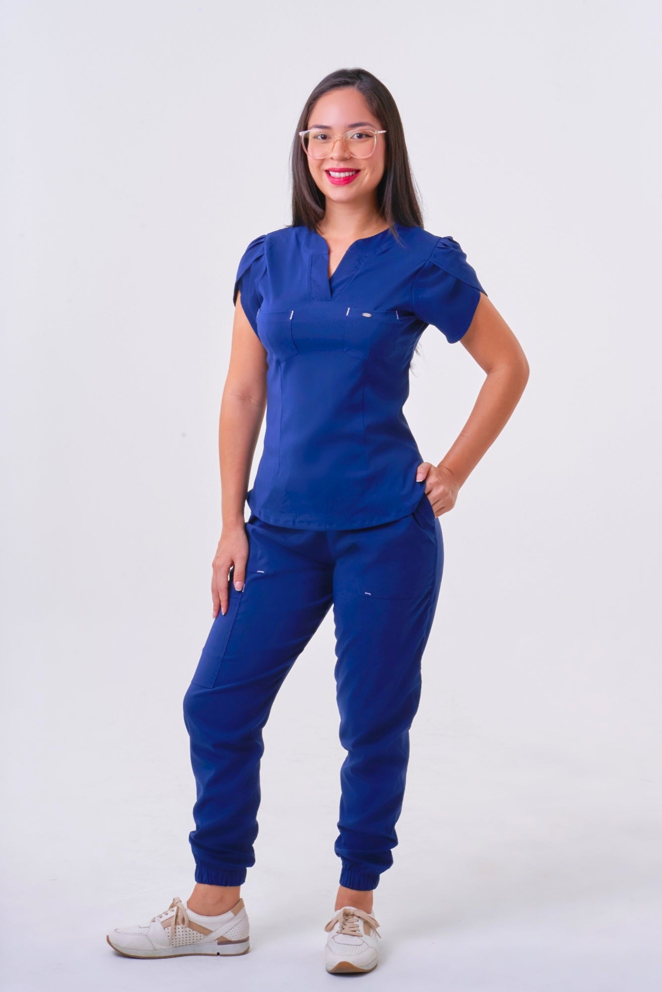 Uniforme Berenice Azul Navy - TELA LA FAYETTE STRETCH PREMIUM