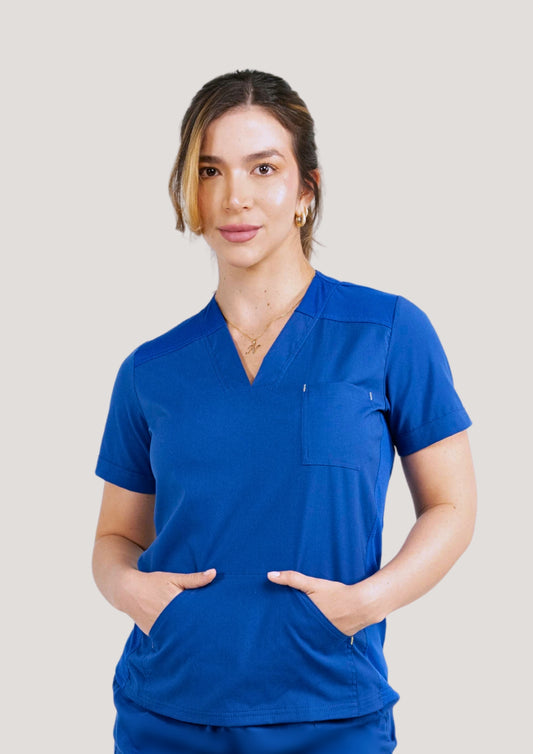 Uniforme Dama New Classic Azul rey - Tela Algodón Antifluido