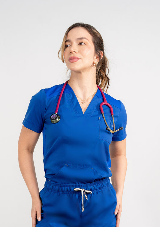 Uniforme Dama New Classic Azul rey - Tela Algodón Antifluido